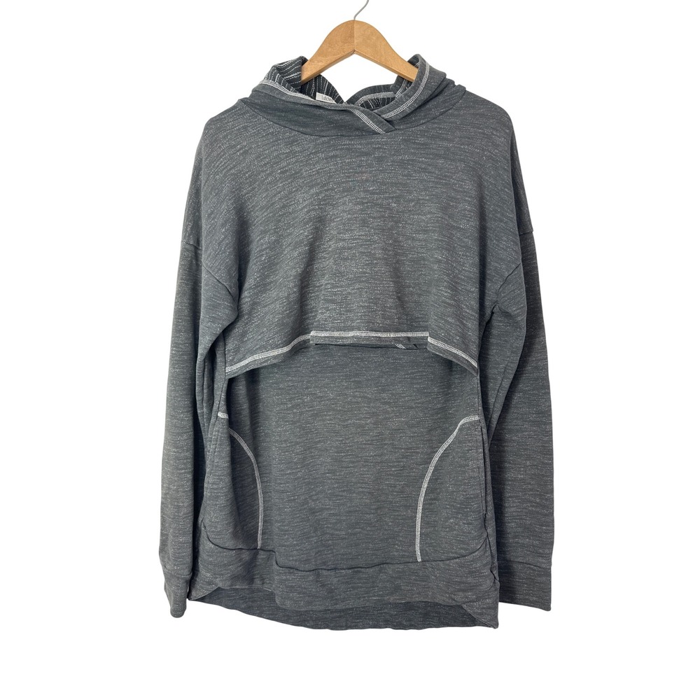 Latched Mama Gray Sweatshirt Hoodie Womens XL Pockets Casual Relaxed Nursing